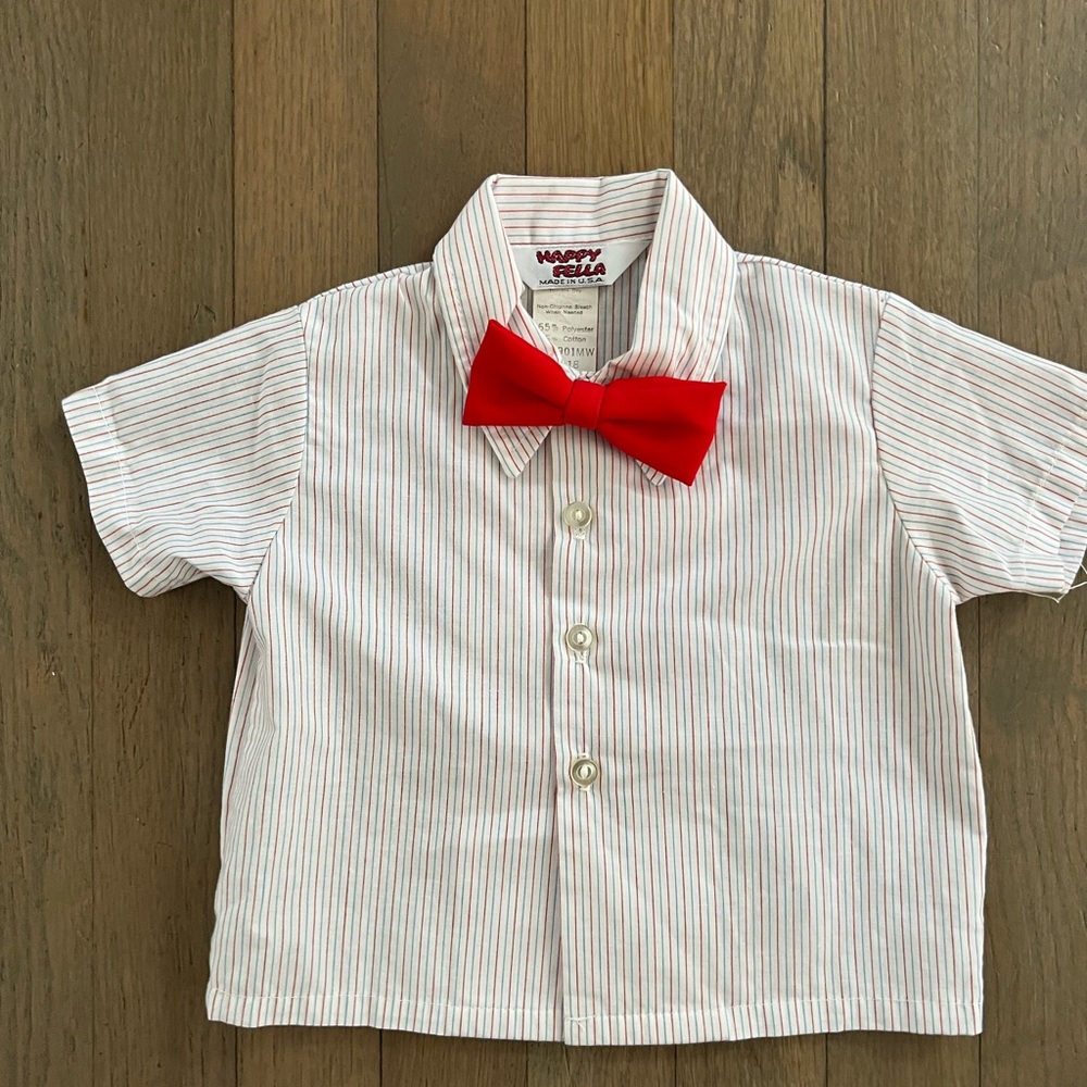 Vintage Red White and Blue Stripe Shirt with Bowtie